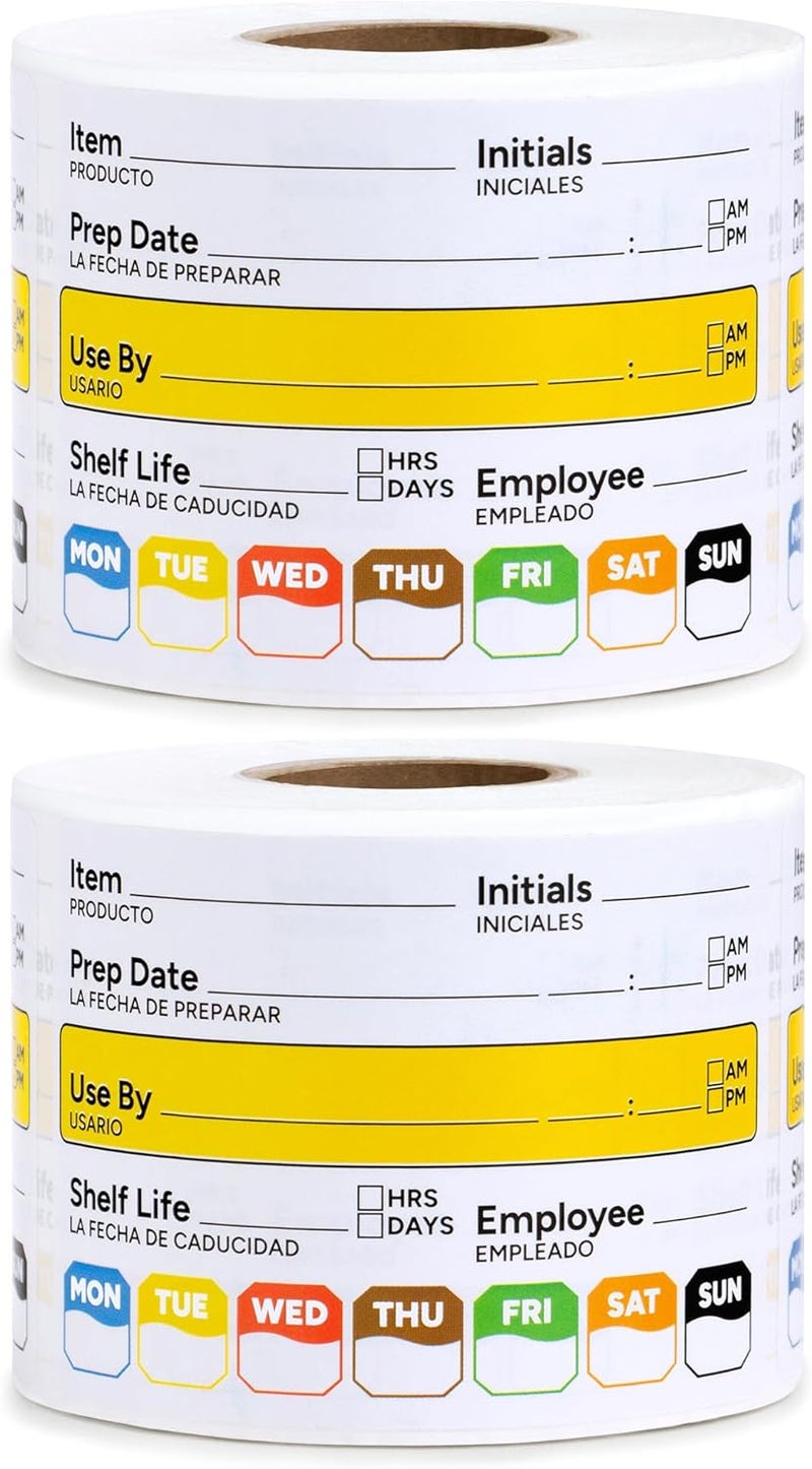 GUEER Restaurant Quality Shelf Life Food Rotation Labels Vinyl, 2” x 3” Self-Adhesive Removable Freezer Food Labels Stickers, Perfect for Reusable Containers, Food Date Sticker (Large, Count, 2) - Image 1